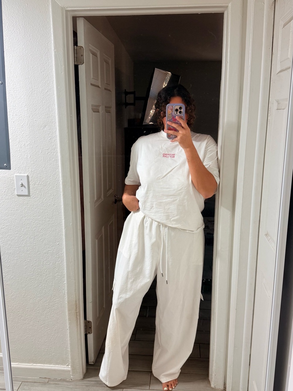 Klassy Network White Wide-Leg Drawstring Pants